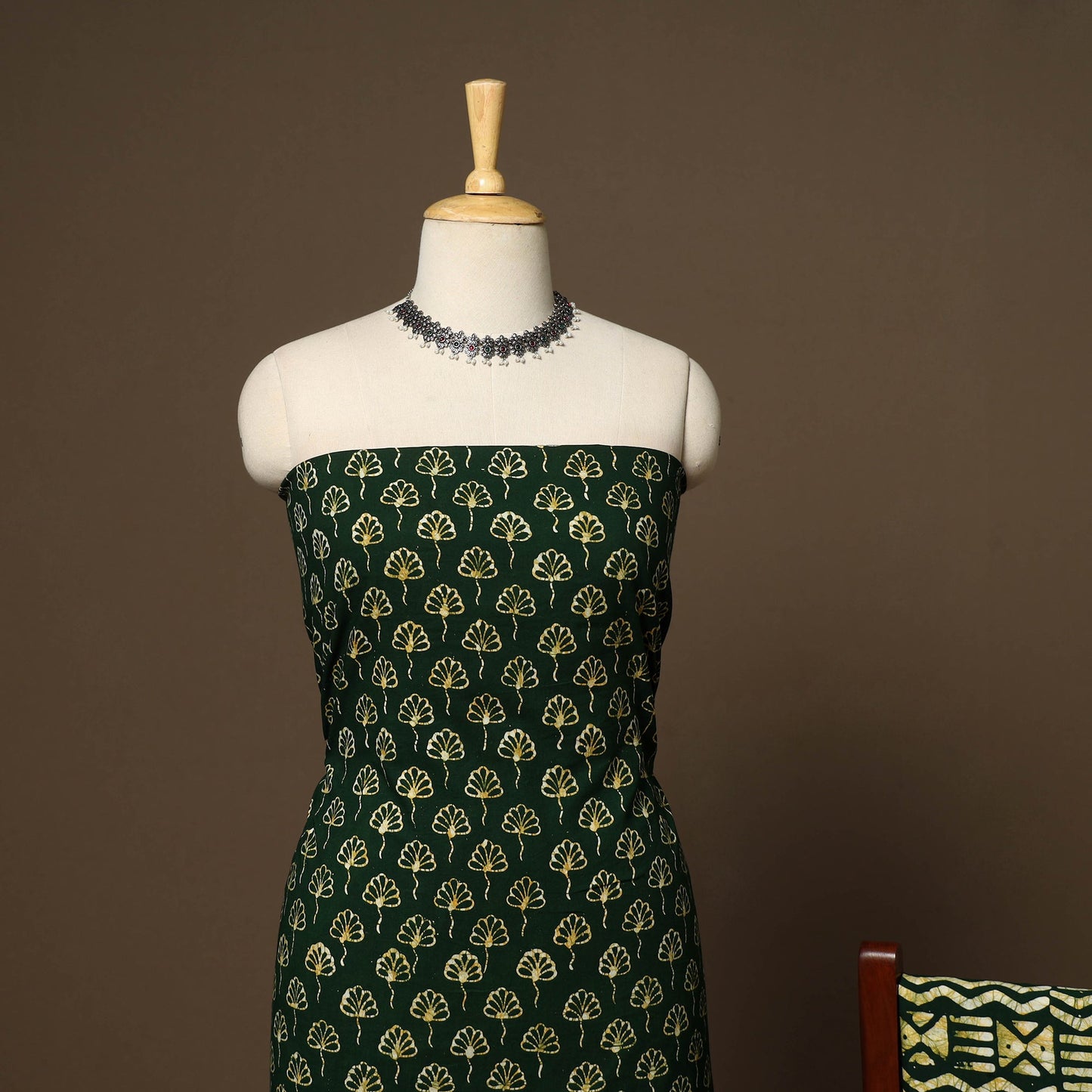 Green - 3pc cotton unstitched hand batik dress material 03