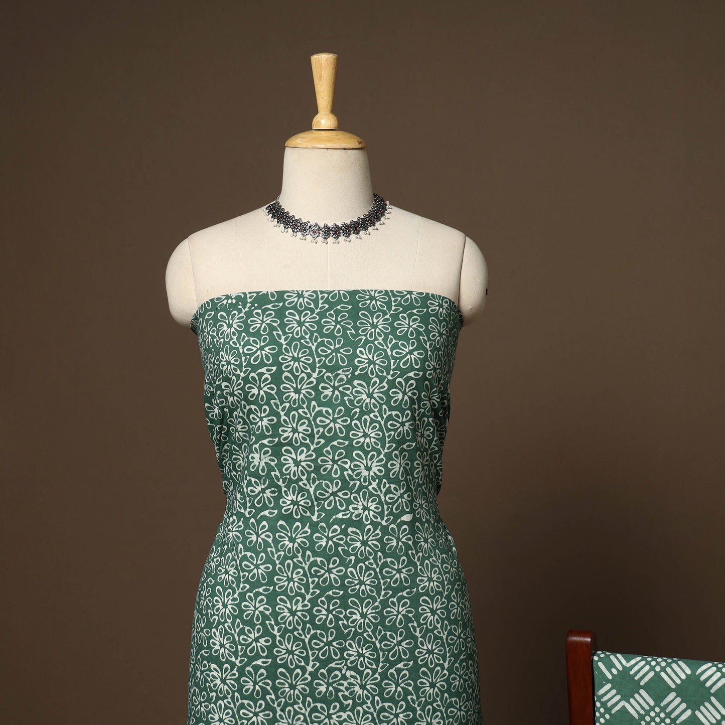 Green - 3pc cotton unstitched hand batik dress material 07