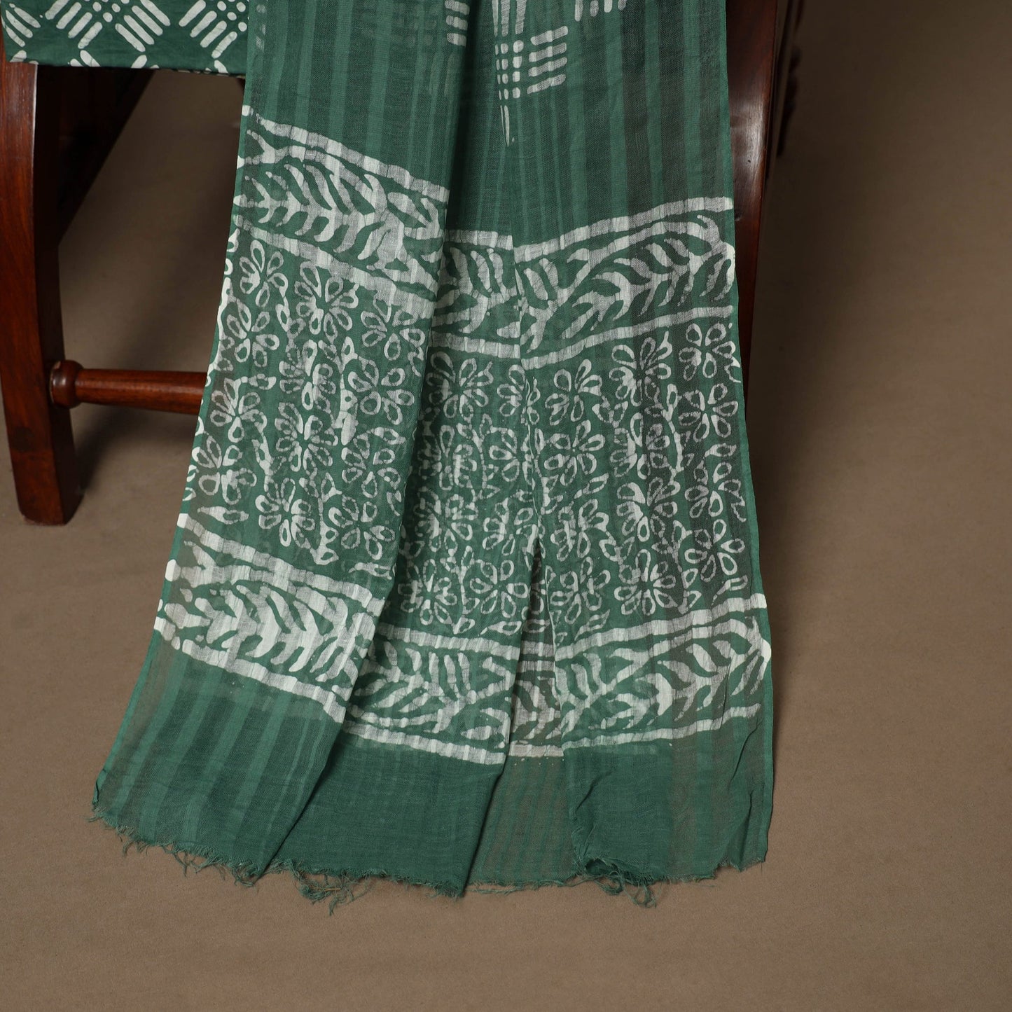 Green - 3pc cotton unstitched hand batik dress material 07