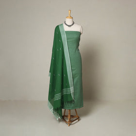 Green - 3pc cotton unstitched jacquard dress material 02