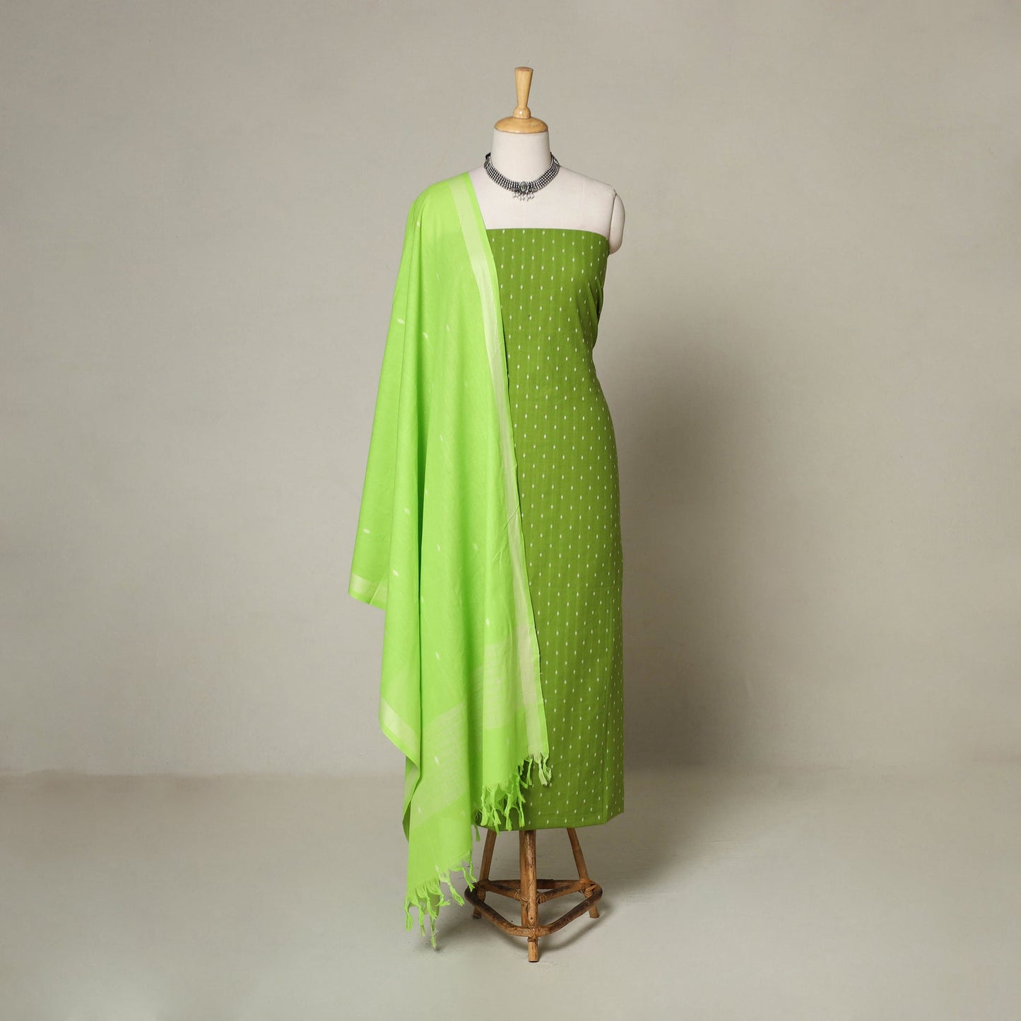 Green - 3pc cotton unstitched jacquard dress material 20