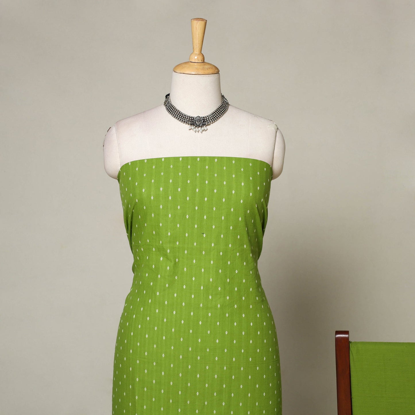 Green - 3pc cotton unstitched jacquard dress material 20