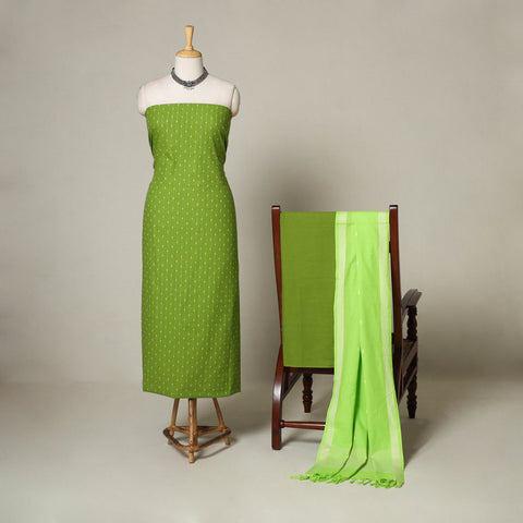 Green - 3pc cotton unstitched jacquard dress material 20