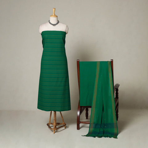 Green - 3pc cotton unstitched jacquard dress material 25