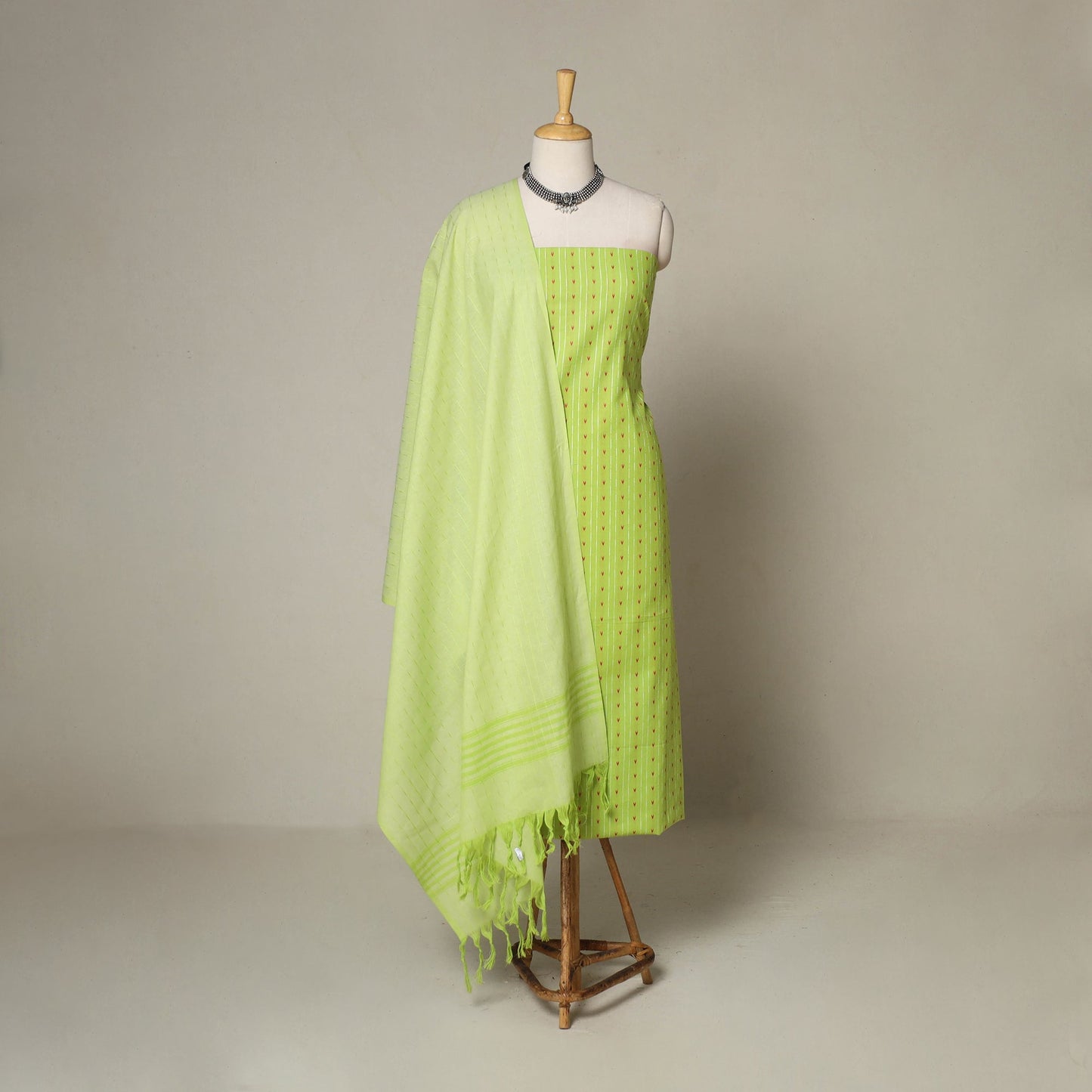Green - 3pc cotton unstitched jacquard dress material 37