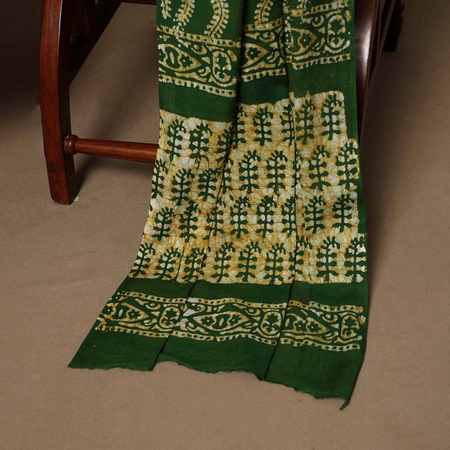 Green - 3pc cotton unstitched kutch batik dress material 04