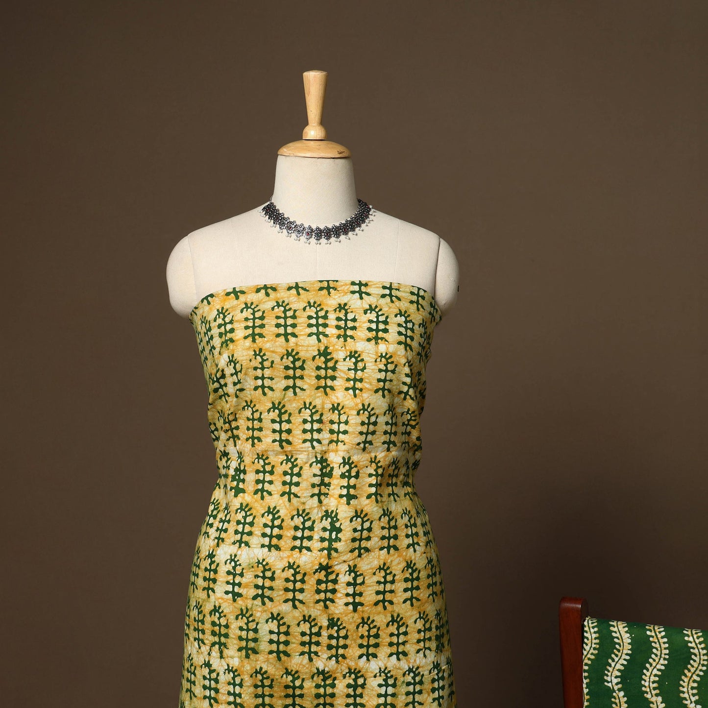 Green - 3pc cotton unstitched kutch batik dress material 04