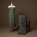Green - 3pc cotton unstitched kutch batik dress material 05