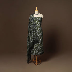 Green - 3pc cotton unstitched kutch batik dress material 05