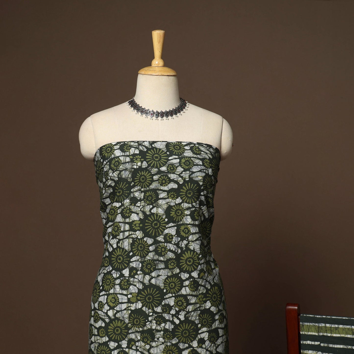 Green - 3pc cotton unstitched kutch batik dress material 05