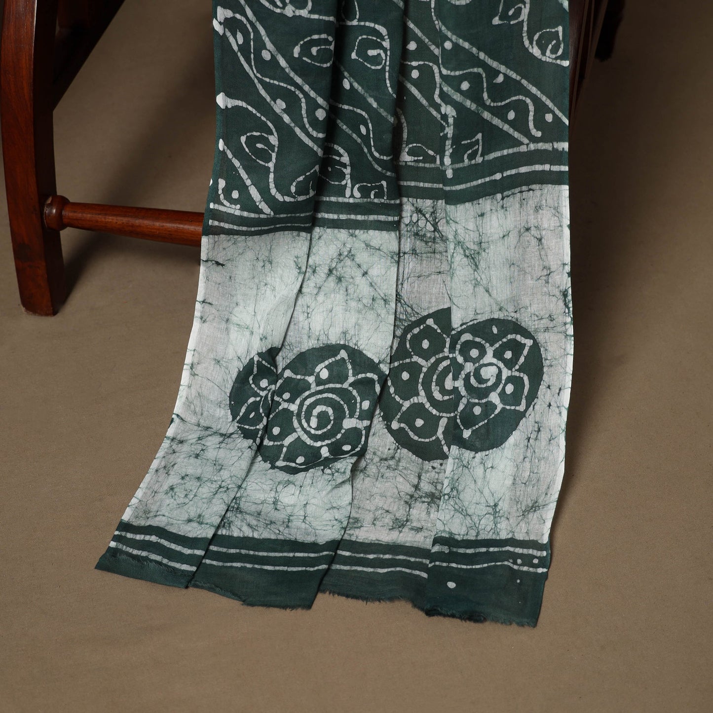 Green - 3pc cotton unstitched kutch batik dress material 11