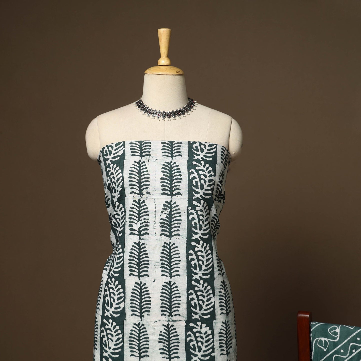 Green - 3pc cotton unstitched kutch batik dress material 11