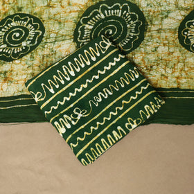 Green - 3pc cotton unstitched kutch batik dress material 25