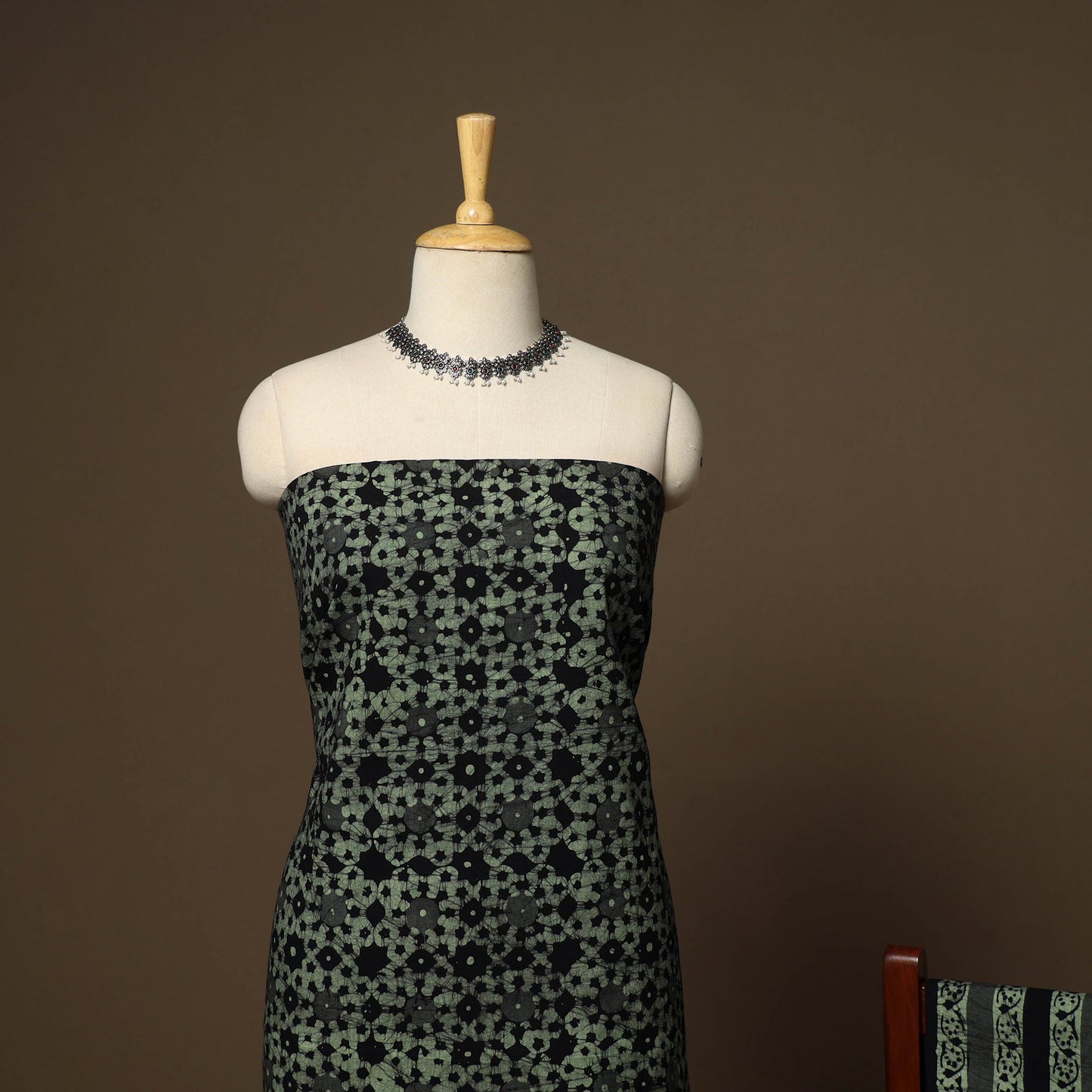 Green - 3pc cotton unstitched kutch batik dress material 27