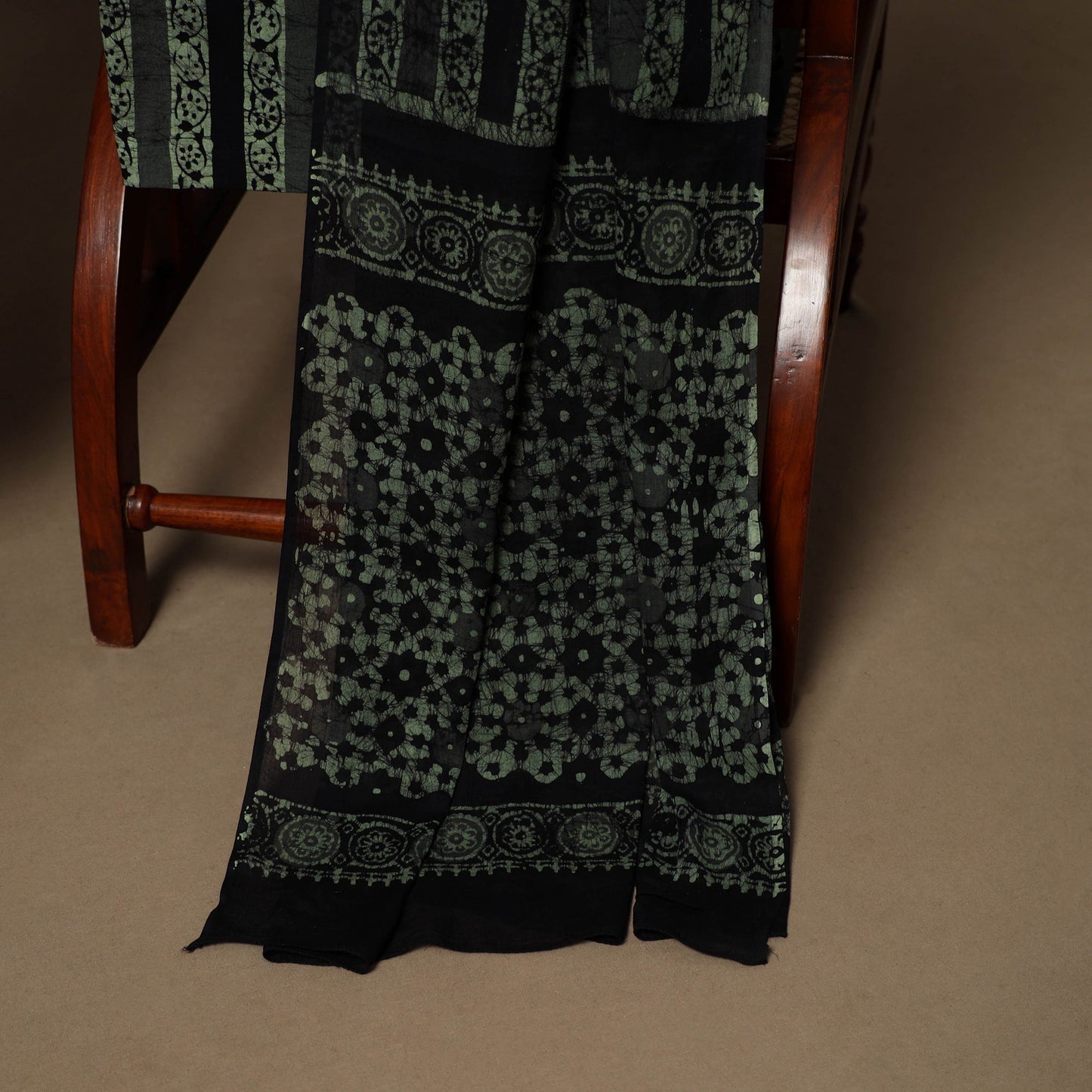 Green - 3pc cotton unstitched kutch batik dress material 27