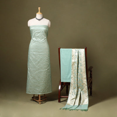  2pc Cotton x Viscose Zari Banarasi Dress Material 