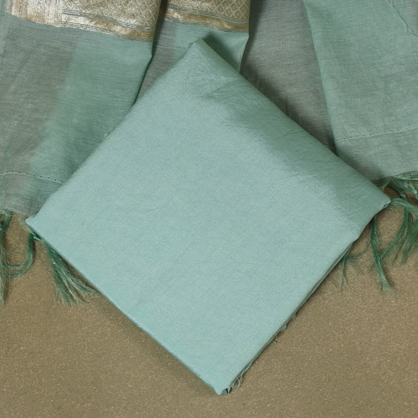  2pc Cotton x Viscose Zari Banarasi Dress Material 