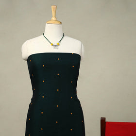 Green 3pc Embroidered Sambalpuri Dress Material with Jewellery Set