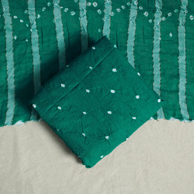 Green 3pc Embroidered Unstitched Kutch Bandhani Dress Material