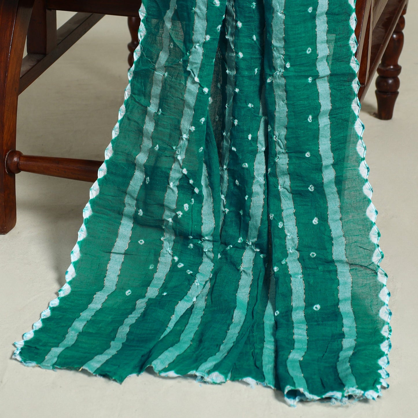 Green 3pc Embroidered Unstitched Kutch Bandhani Dress Material