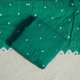 Green 3pc Embroidered Unstitched Kutch Bandhani Dress Material