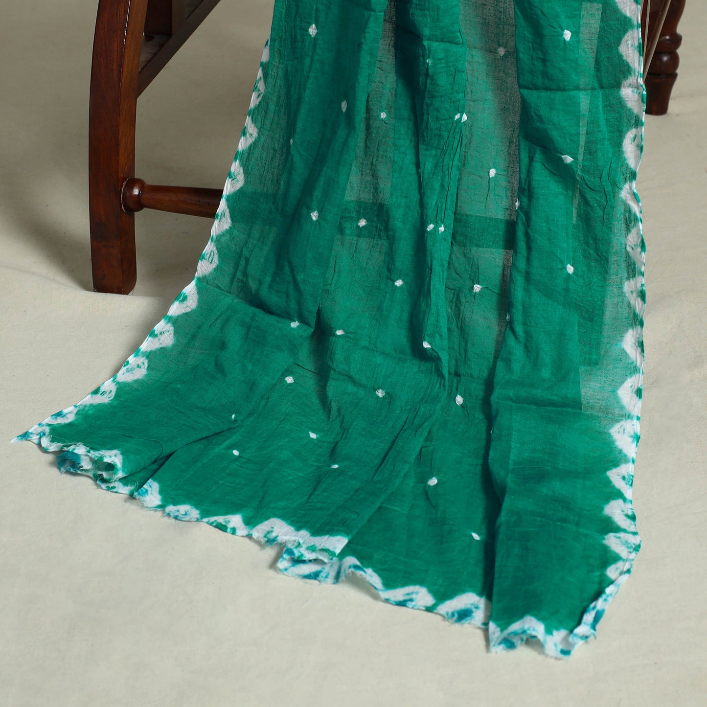 Green 3pc Embroidered Unstitched Kutch Bandhani Dress Material