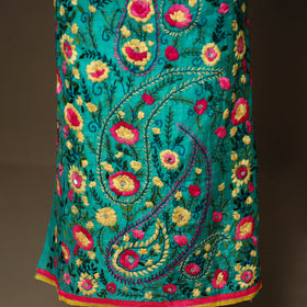 Green - 3pc hand embroidery chanderi silk unstitched