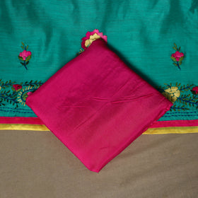 Green - 3pc hand embroidery chanderi silk unstitched