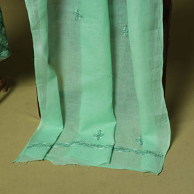 Green - 3pc hand embroidery cotton lucknow chikankari dress