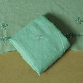 Green - 3pc hand embroidery cotton lucknow chikankari dress