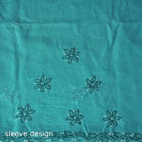 Green - 3pc hand embroidery cotton lucknow chikankari dress
