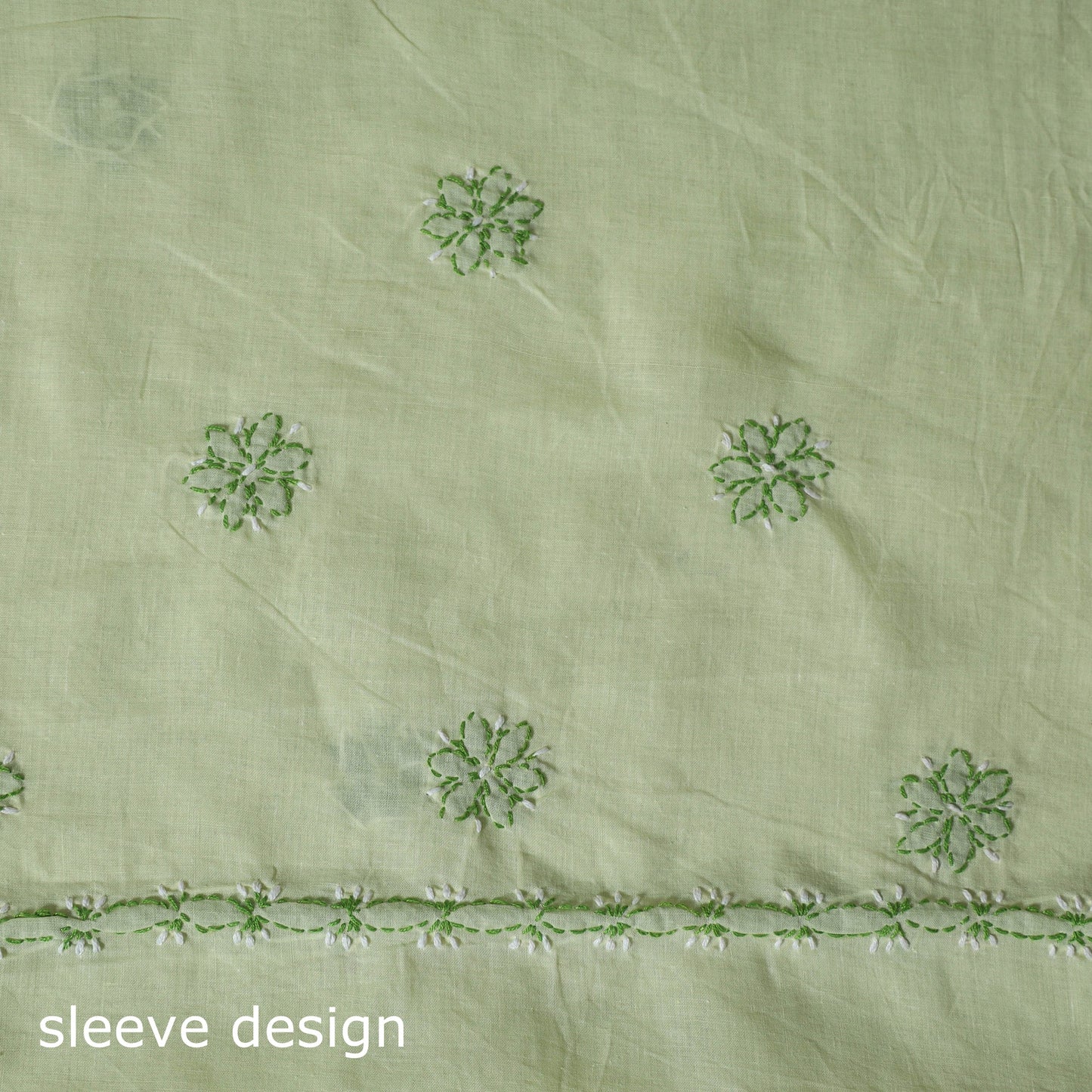 Green - 3pc hand embroidery cotton lucknow chikankari dress