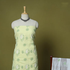 Green - 3pc hand embroidery cotton lucknow chikankari dress