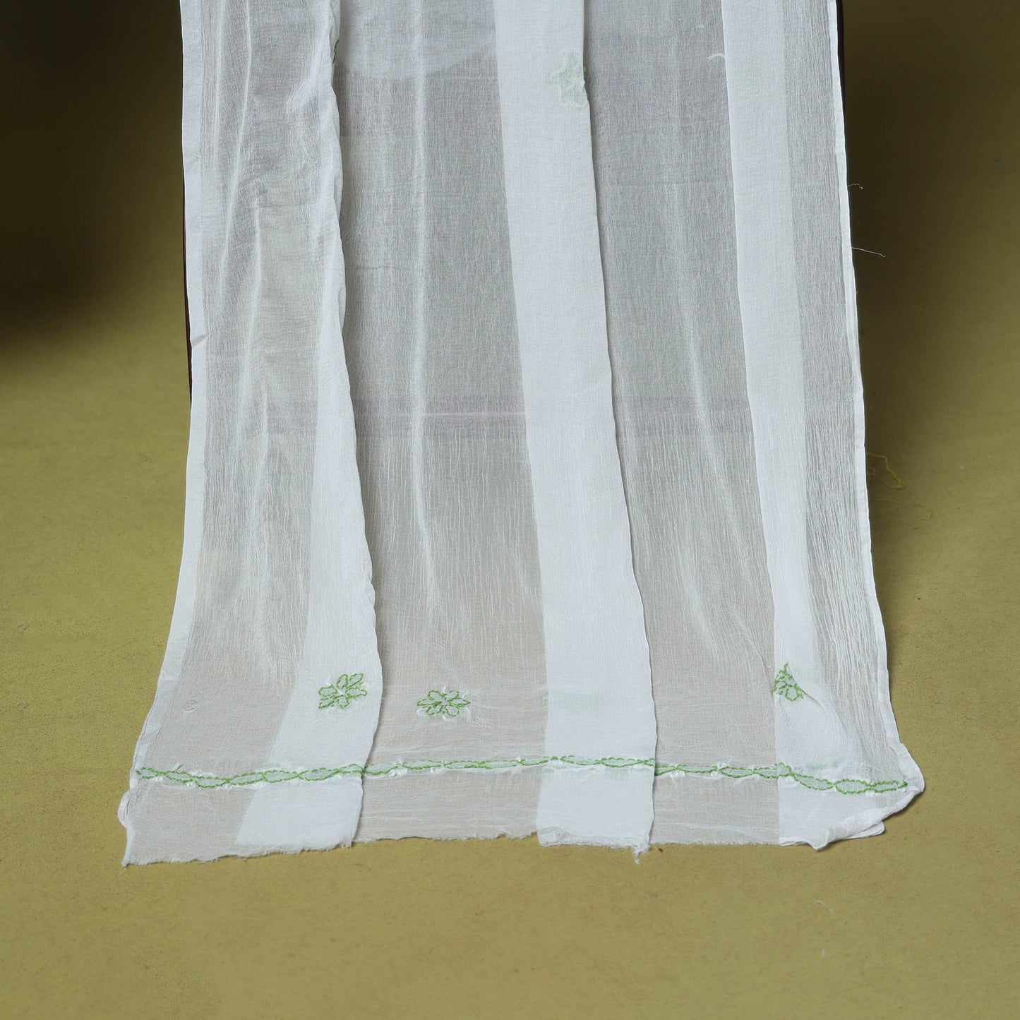 Green - 3pc hand embroidery cotton lucknow chikankari dress