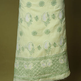 Green - 3pc hand embroidery cotton lucknow chikankari dress