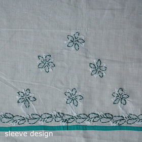 Green - 3pc hand embroidery cotton lucknow chikankari dress