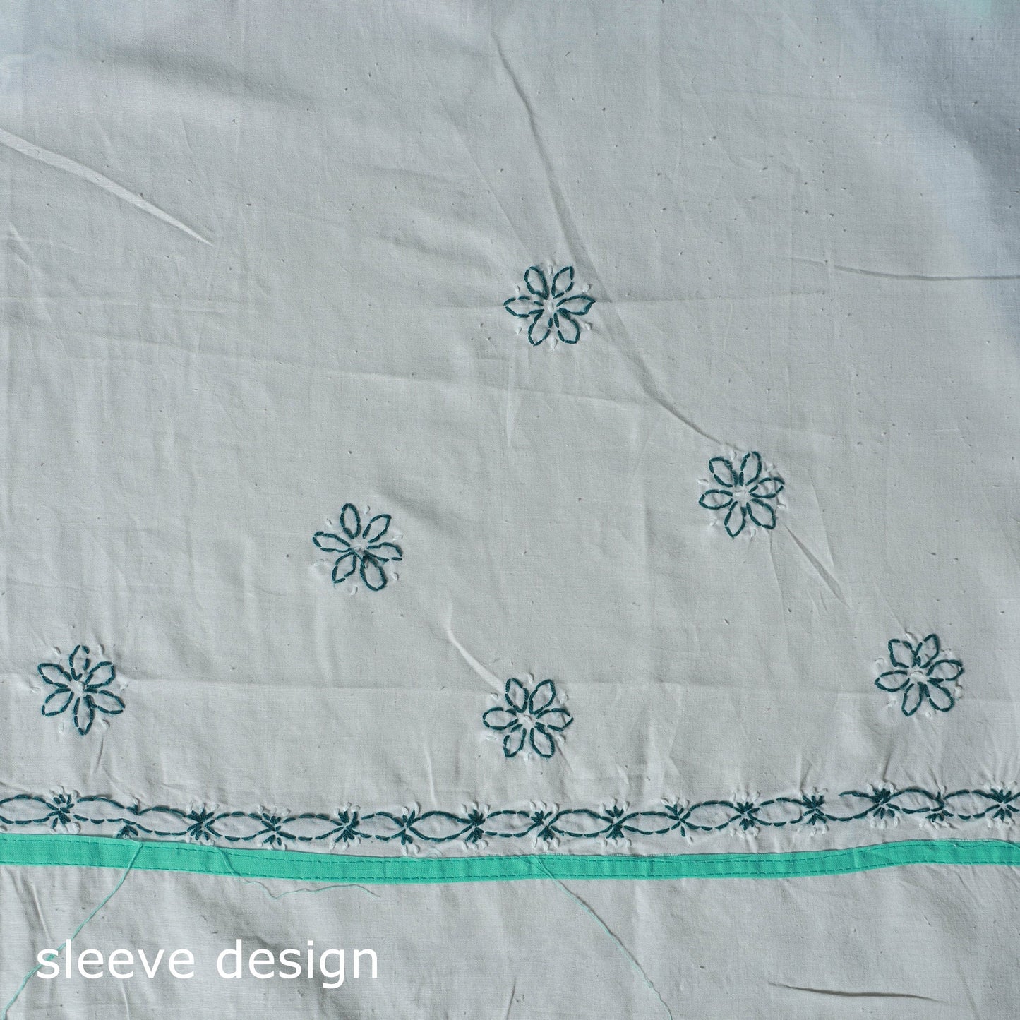 Green - 3pc hand embroidery cotton lucknow chikankari dress