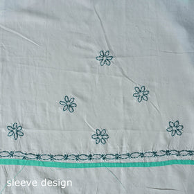 Green - 3pc hand embroidery cotton lucknow chikankari dress