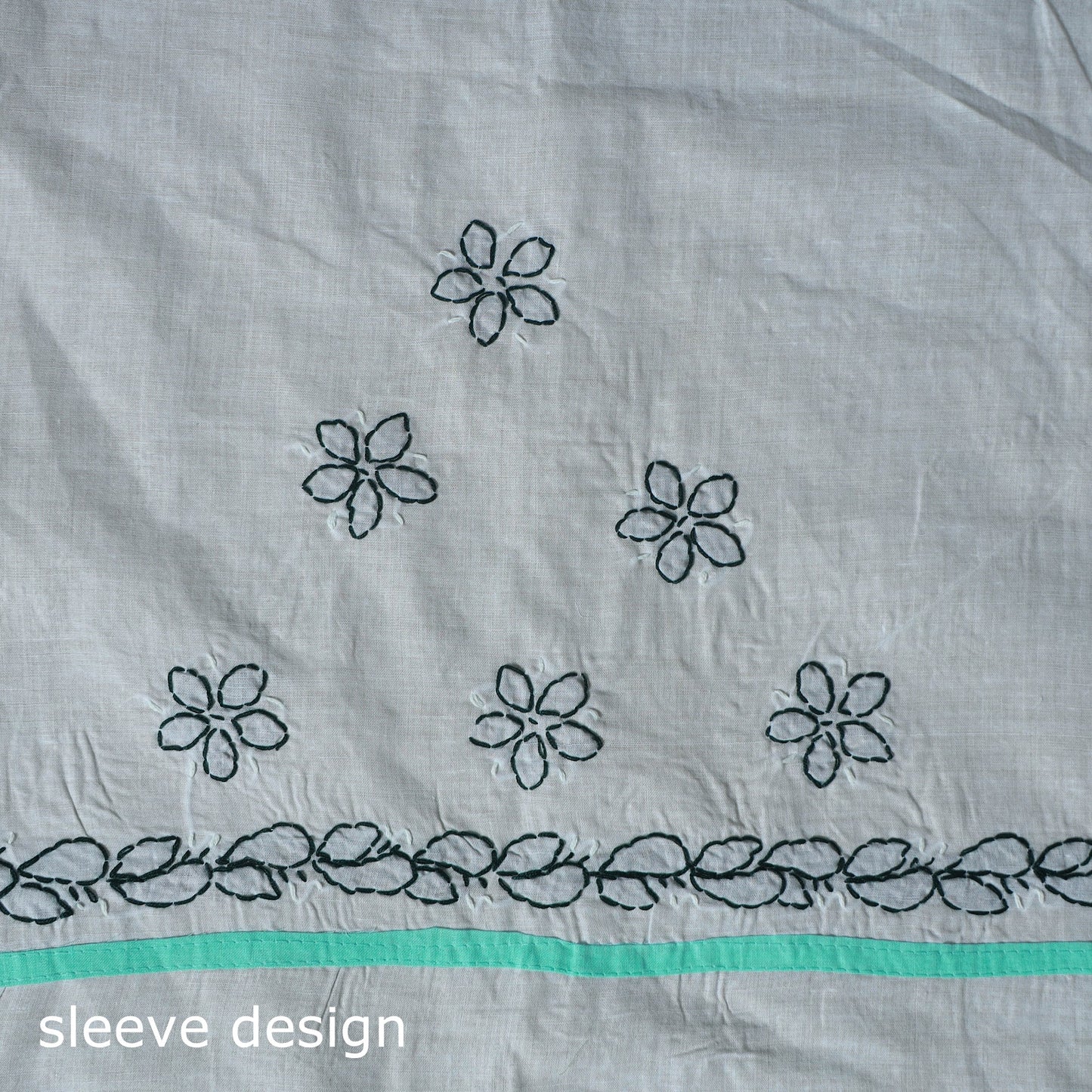 Green - 3pc hand embroidery cotton lucknow chikankari dress