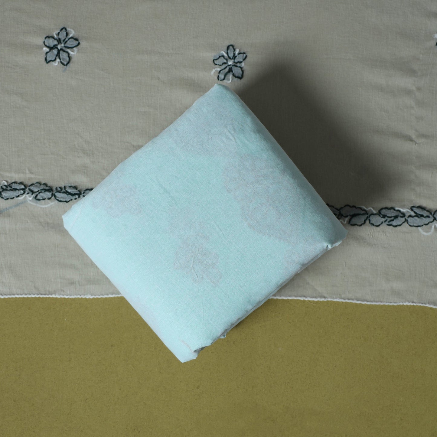 Green - 3pc hand embroidery cotton lucknow chikankari dress