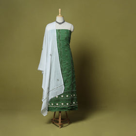 Green - 3pc hand embroidery cotton lucknow chikankari dress