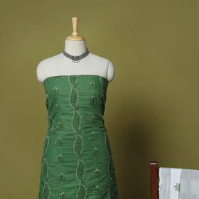 Green - 3pc hand embroidery cotton lucknow chikankari dress