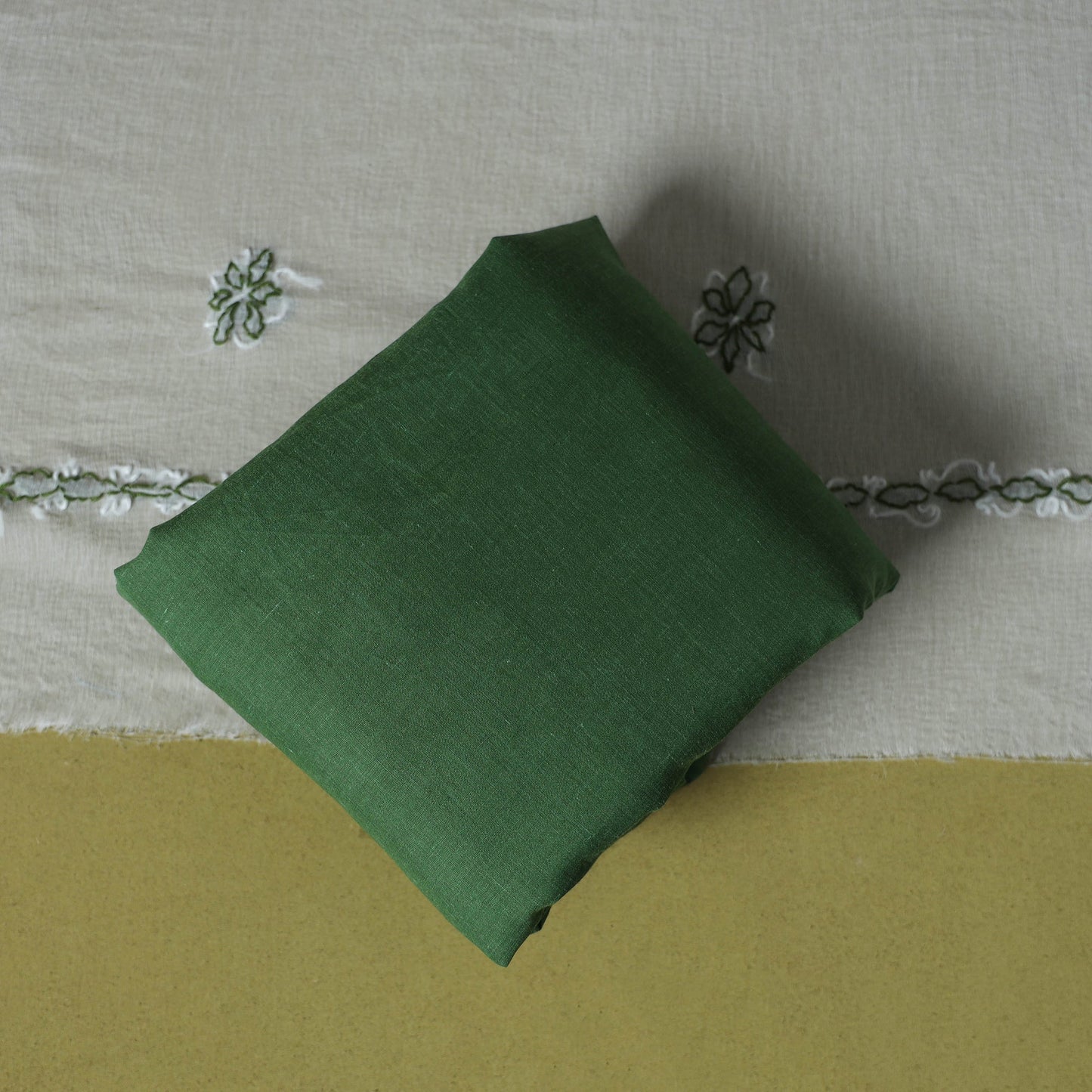 Green - 3pc hand embroidery cotton lucknow chikankari dress