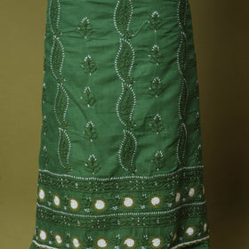 Green - 3pc hand embroidery cotton lucknow chikankari dress