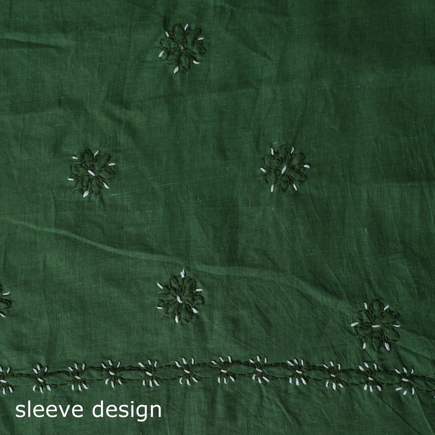 Green - 3pc hand embroidery cotton lucknow chikankari dress