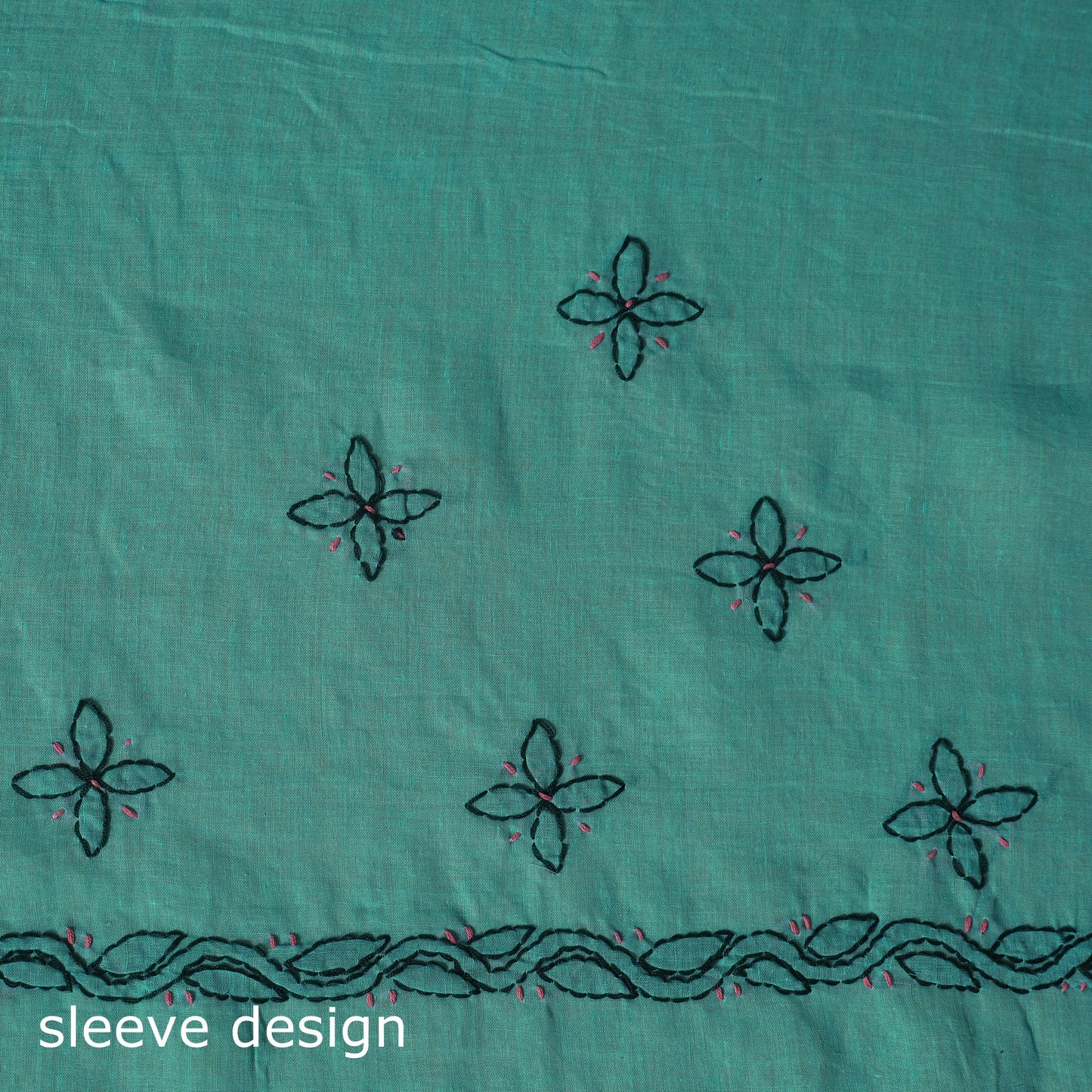 Green - 3pc hand embroidery cotton lucknow chikankari dress