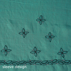 Green - 3pc hand embroidery cotton lucknow chikankari dress