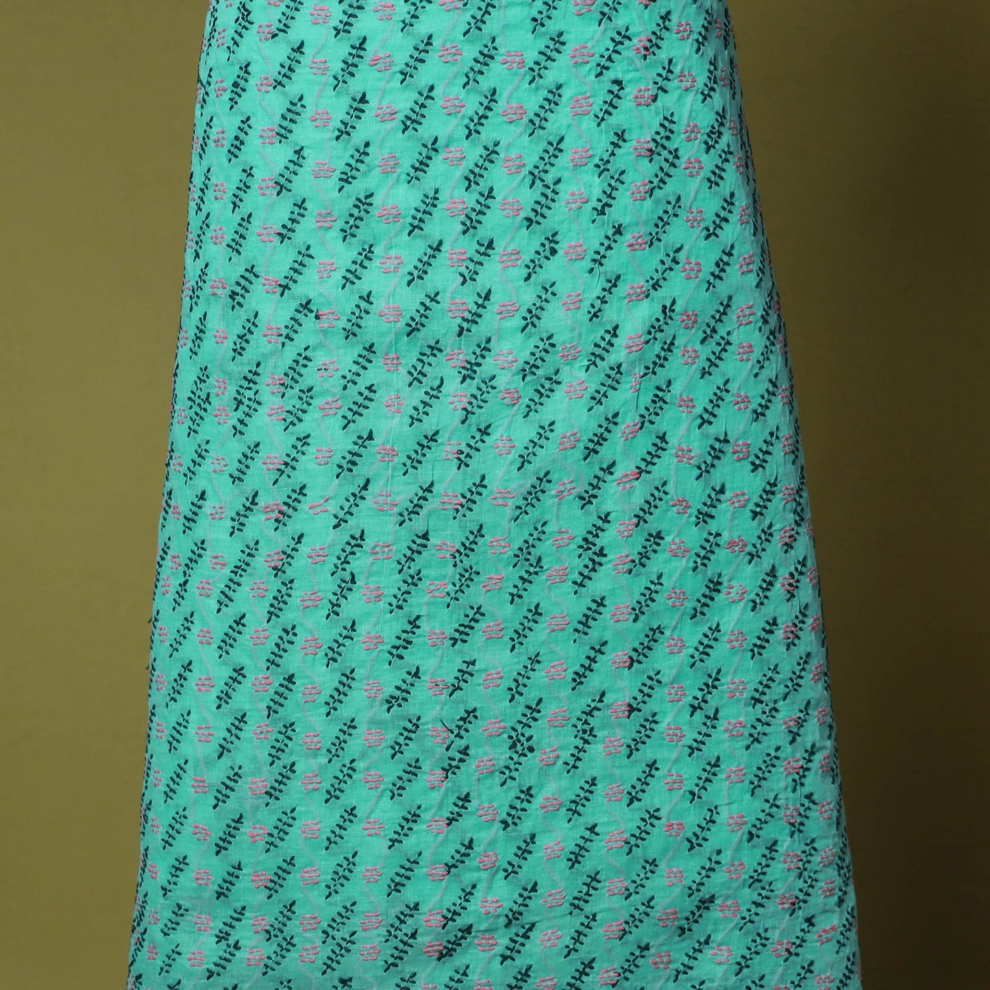 Green - 3pc hand embroidery cotton lucknow chikankari dress