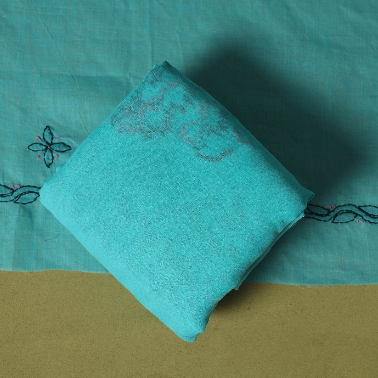 Green - 3pc hand embroidery cotton lucknow chikankari dress