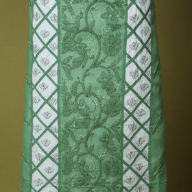 Green - 3pc hand embroidery cotton lucknow chikankari dress